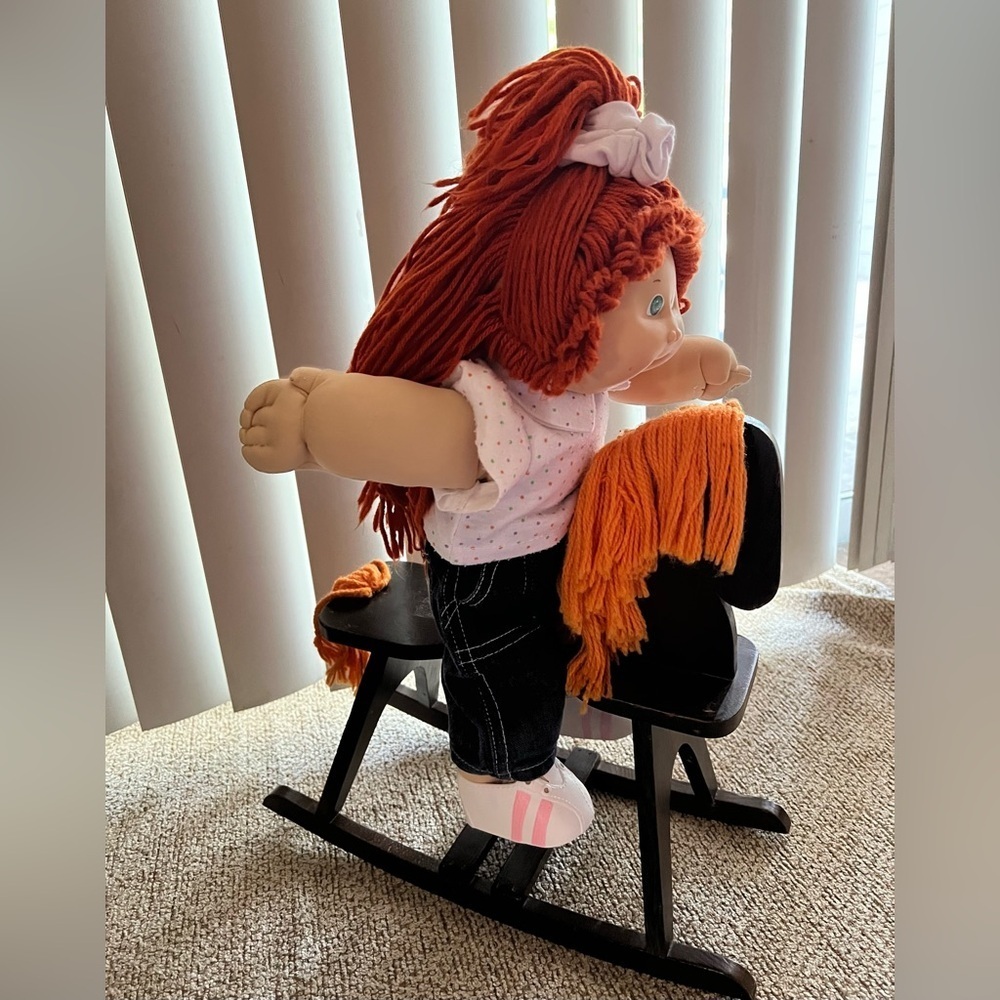 Vtg 1978 1982 Ginger Hair Cabbage Patch Kids Doll & Country Doll Rocking Horse - Picture 3 of 11